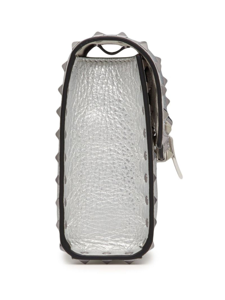 Silver Rockstud Small Leather Cross Body Bag