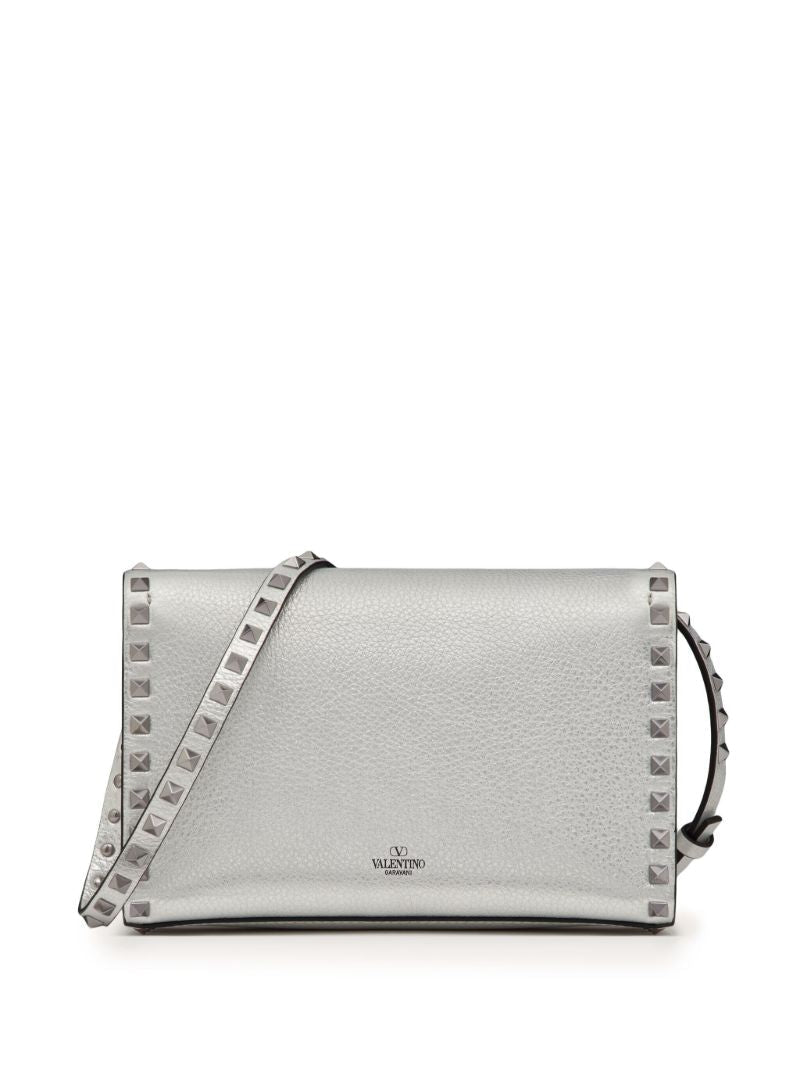Silver Rockstud Small Leather Cross Body Bag