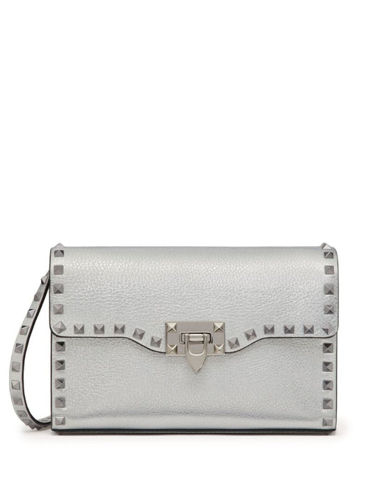 Silver Rockstud Small Leather Cross Body Bag