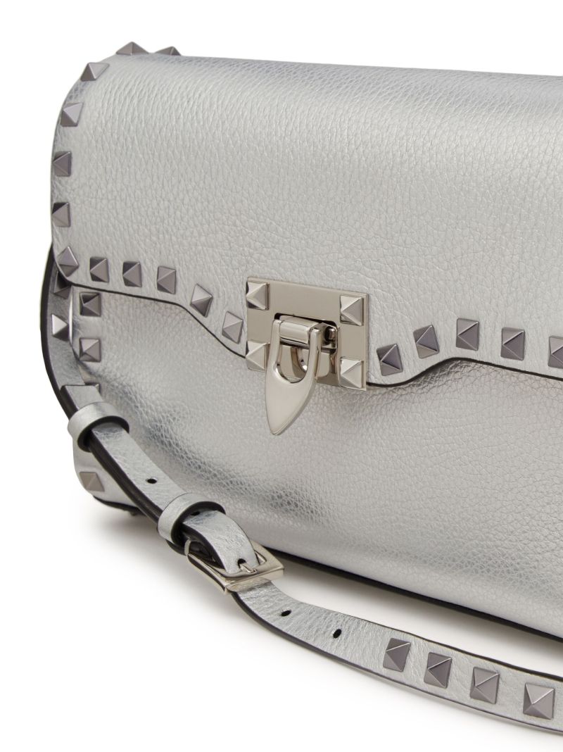Silver Rockstud Small Leather Cross Body Bag