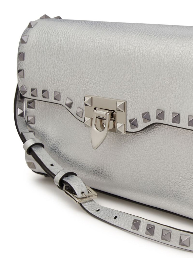 Silver Rockstud Small Leather Cross Body Bag