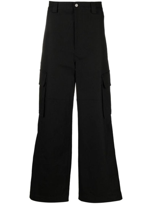 Black Wide-leg Cargo Trousers