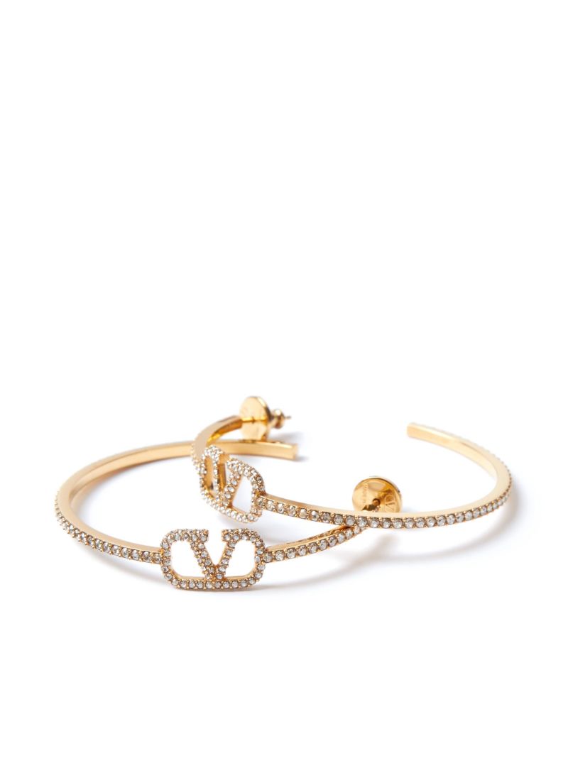 Gold-tone Vlogo Signature Crystal Hoop Earrings
