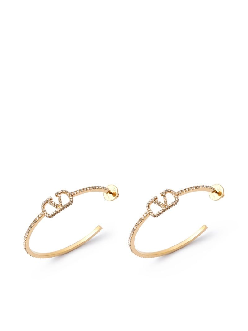 Gold-tone Vlogo Signature Crystal Hoop Earrings