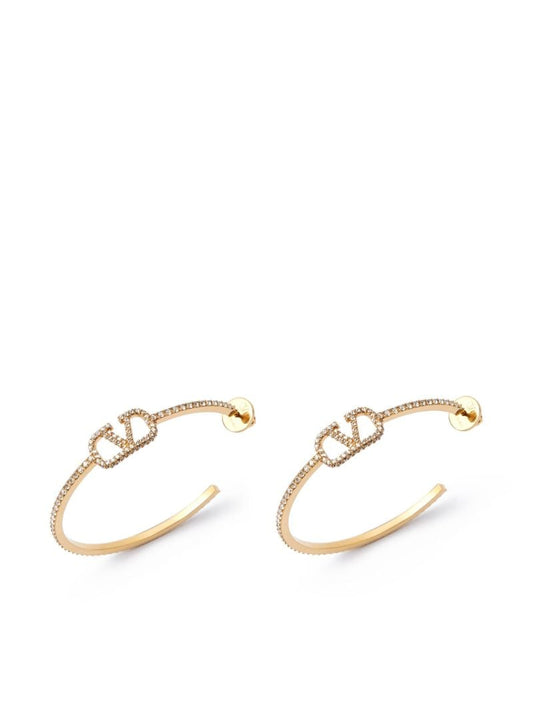 Gold-tone Vlogo Signature Crystal Hoop Earrings
