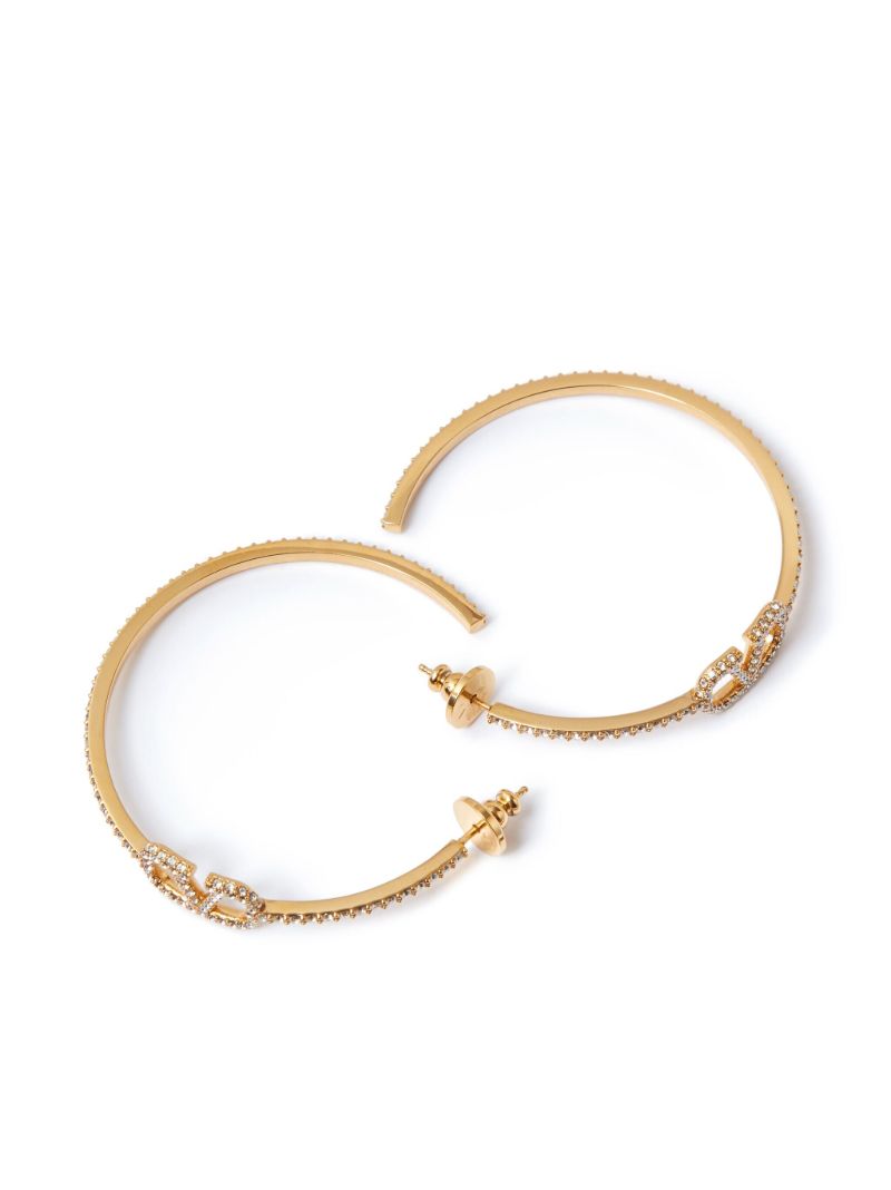 Gold-tone Vlogo Signature Crystal Hoop Earrings