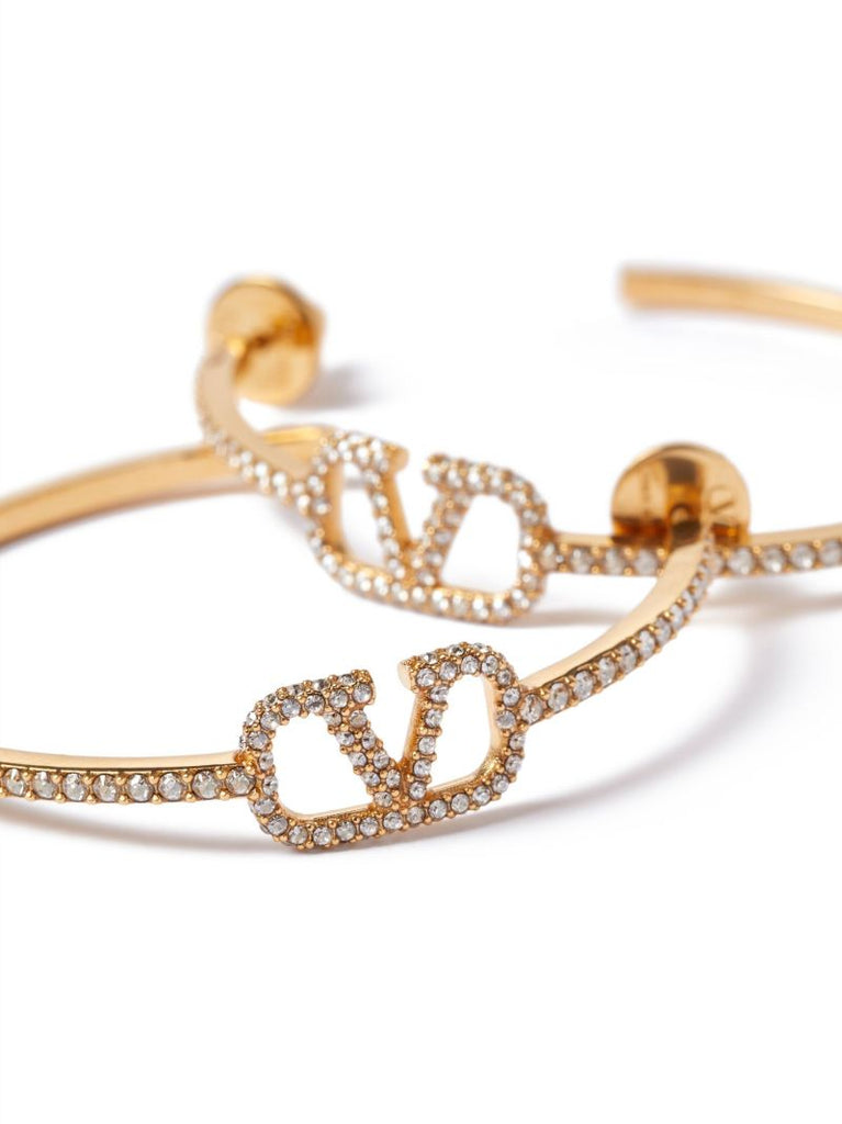 Gold-tone Vlogo Signature Crystal Hoop Earrings