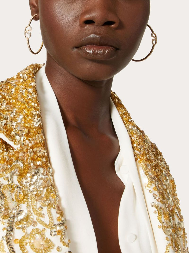 Gold-tone Vlogo Signature Crystal Hoop Earrings