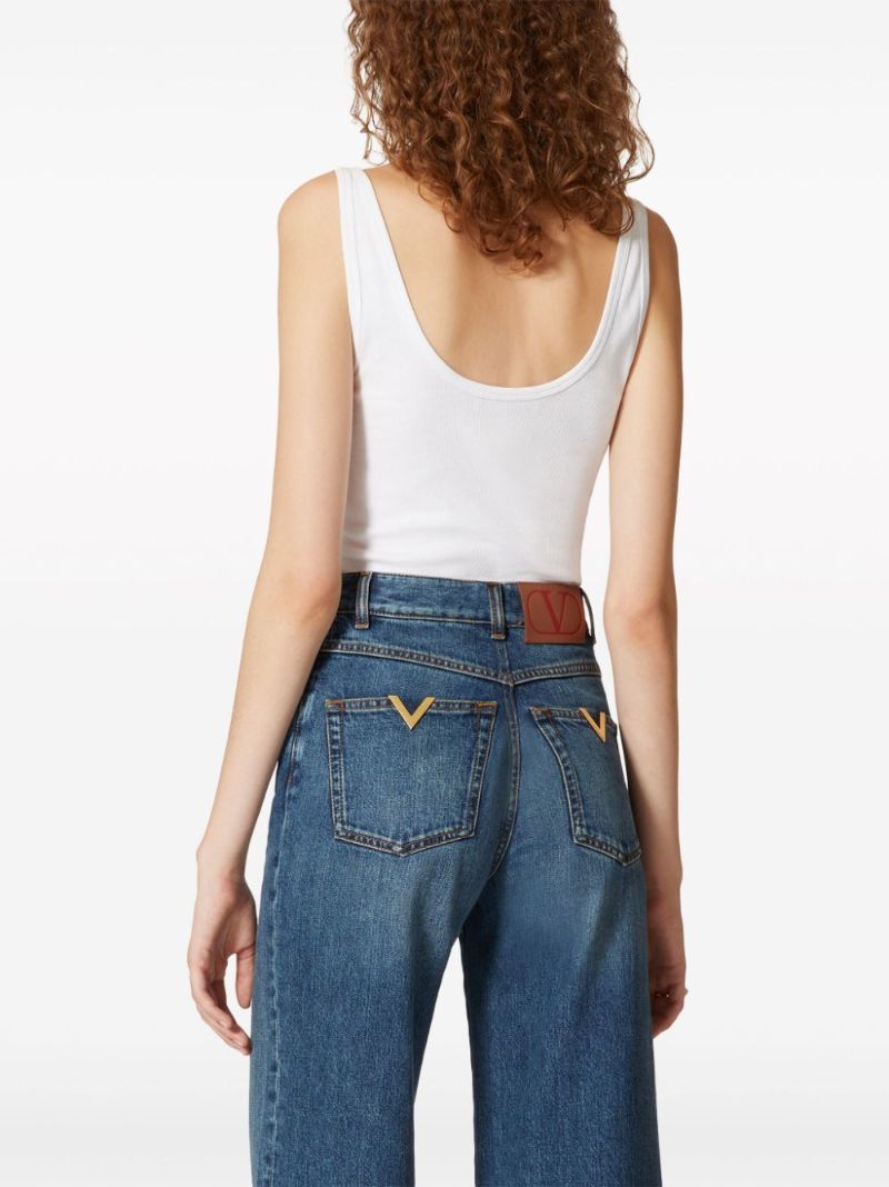 White Vgold Cotton Tank Top