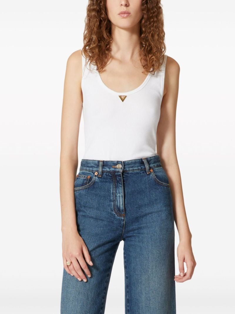 White Vgold Cotton Tank Top