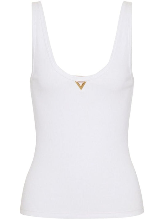 White Vgold Cotton Tank Top
