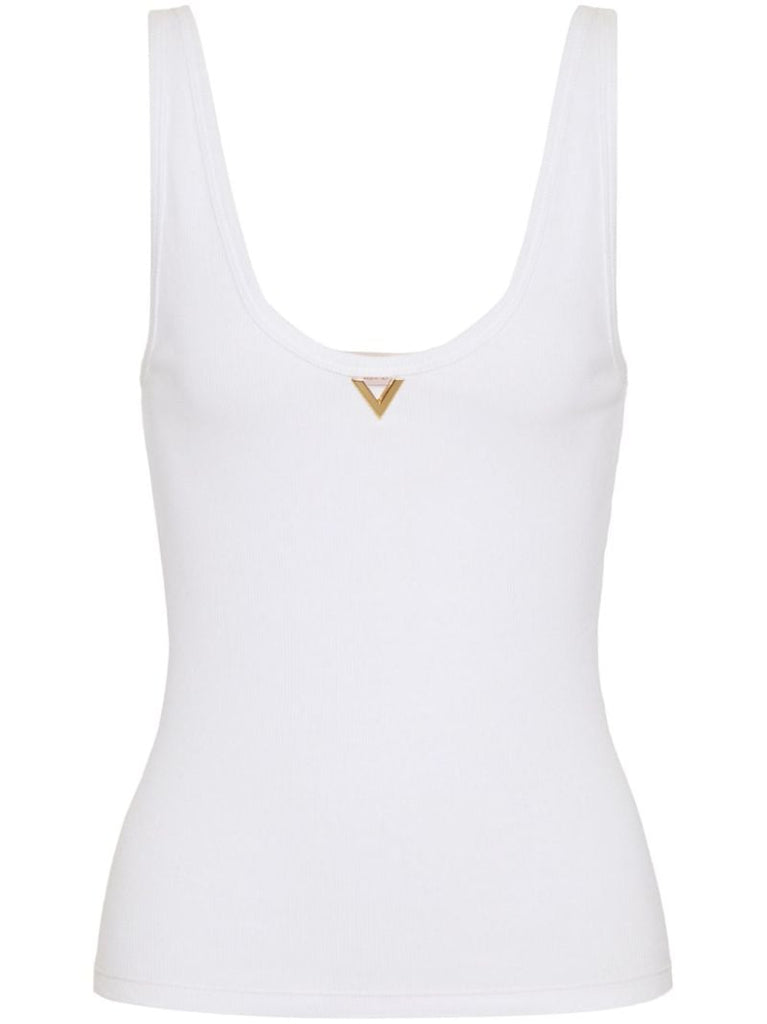 White Vgold Cotton Tank Top