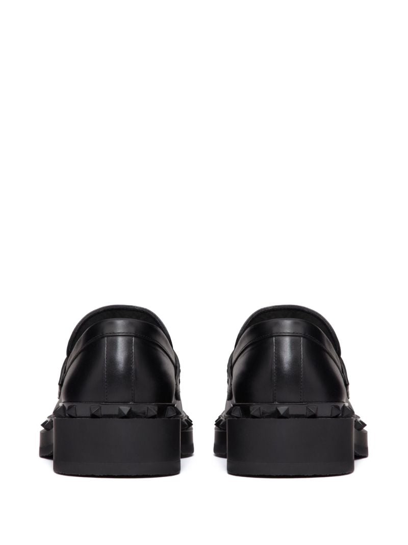Black Rockstud Leather Loafers