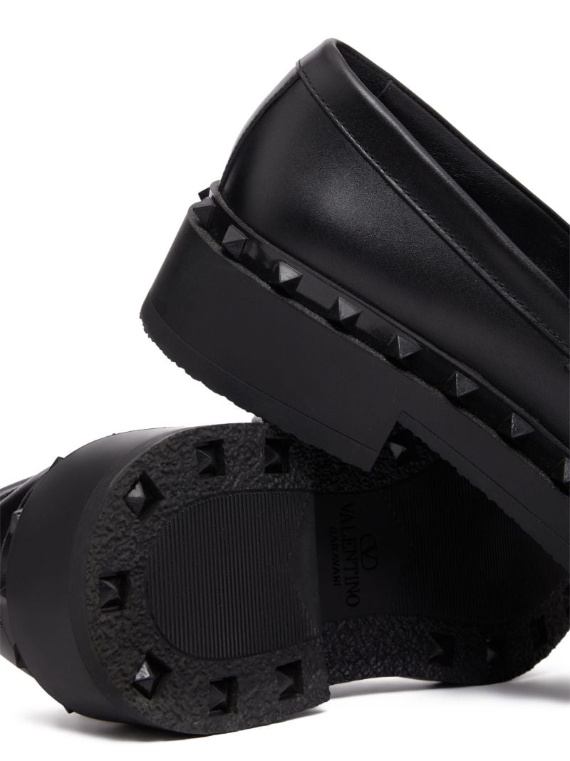 Black Rockstud Leather Loafers