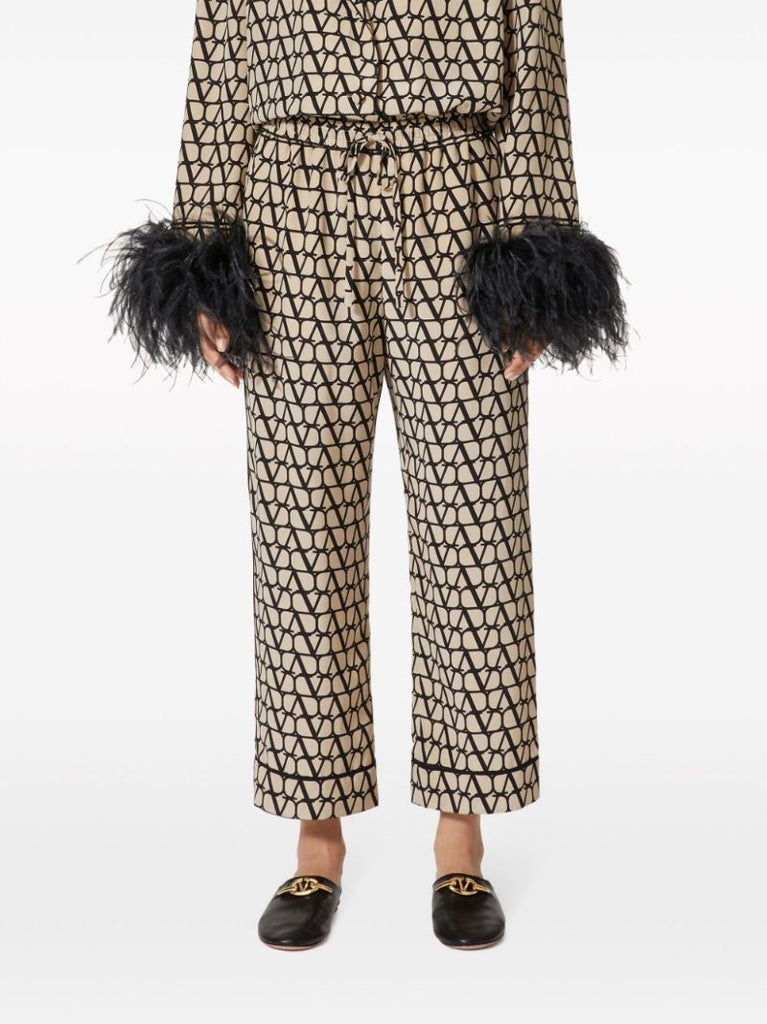 Beige Toile Iconographe Silk Trousers