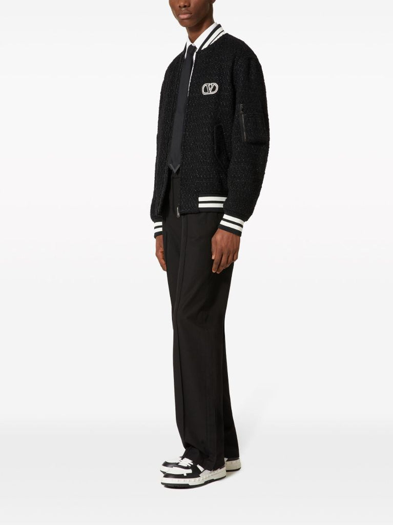 Black Vlogo Signature Tweed Bomber Jacket