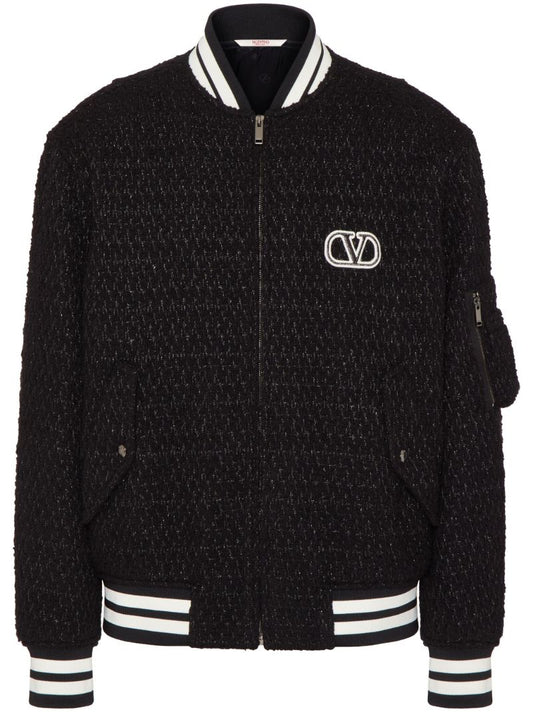 Black Vlogo Signature Tweed Bomber Jacket