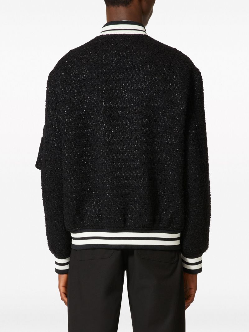 Black Vlogo Signature Tweed Bomber Jacket