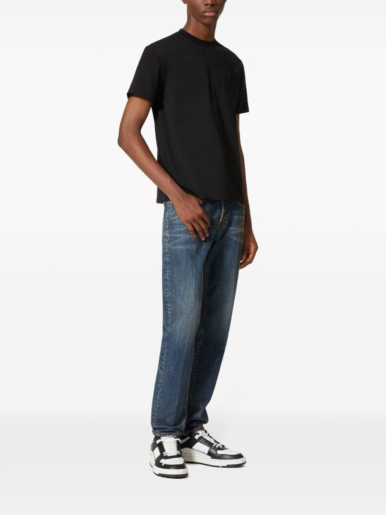 Black V Detail Cotton T-shirt