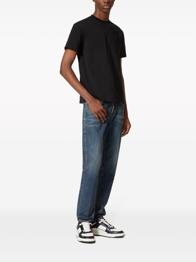 Black V Detail Cotton T-shirt