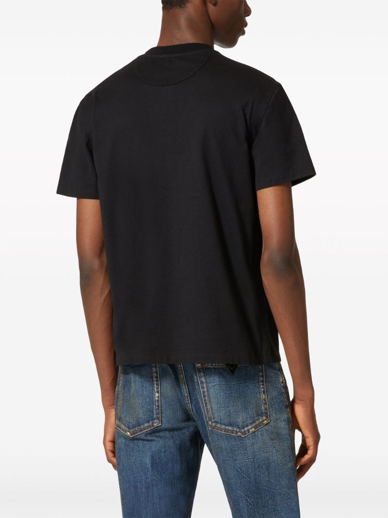 Black V Detail Cotton T-shirt