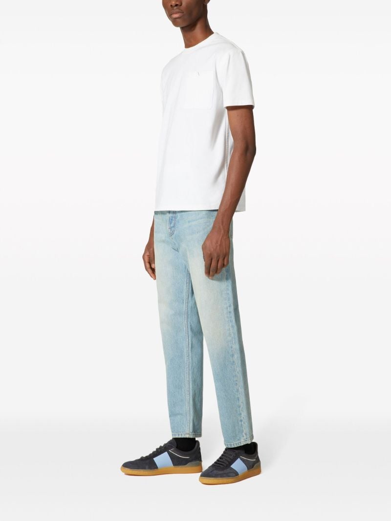 White V Detail Cotton T-shirt