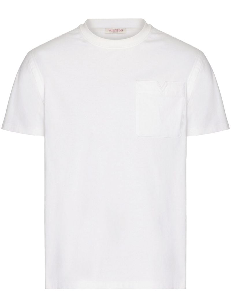 White V Detail Cotton T-shirt