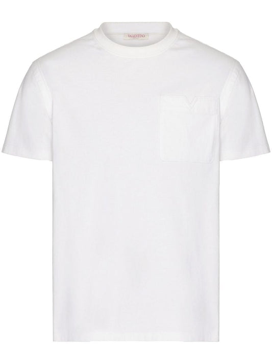 White V Detail Cotton T-shirt