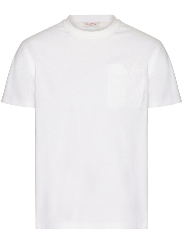 White V Detail Cotton T-shirt