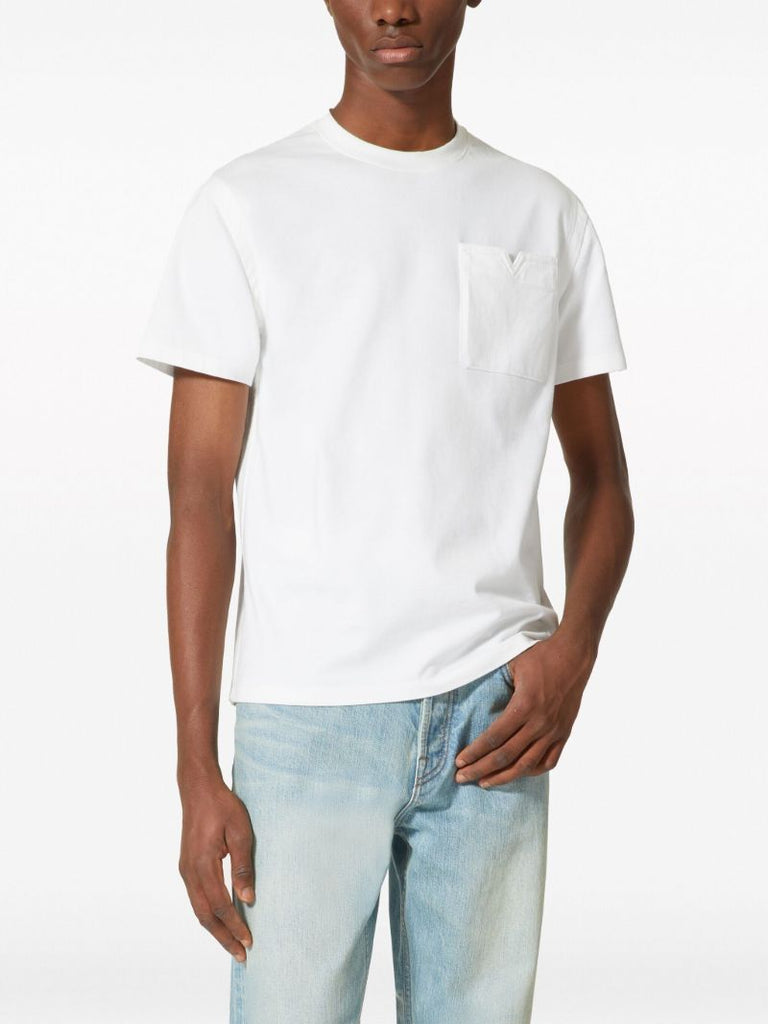 White V Detail Cotton T-shirt