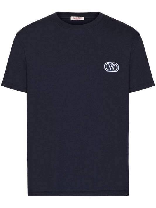 Blue Vlogo Signature Cotton T-shirt