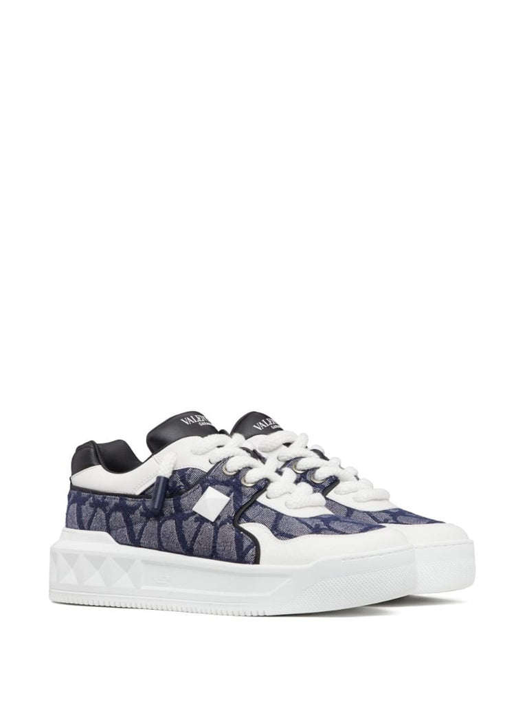 Blue One Stud Iconographe Leather Sneakers
