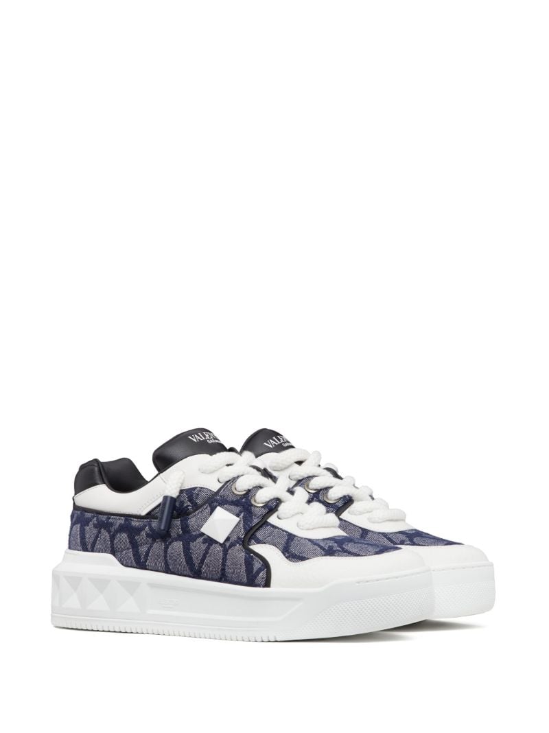Blue One Stud Iconographe Leather Sneakers