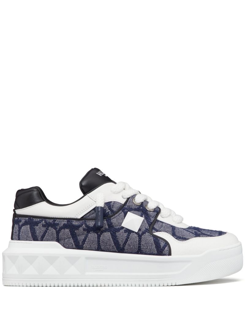 Blue One Stud Iconographe Leather Sneakers