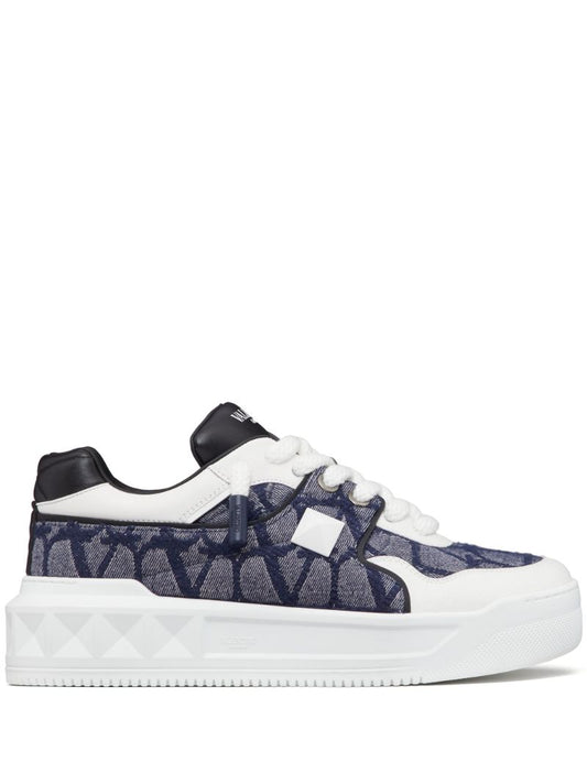 Blue One Stud Iconographe Leather Sneakers