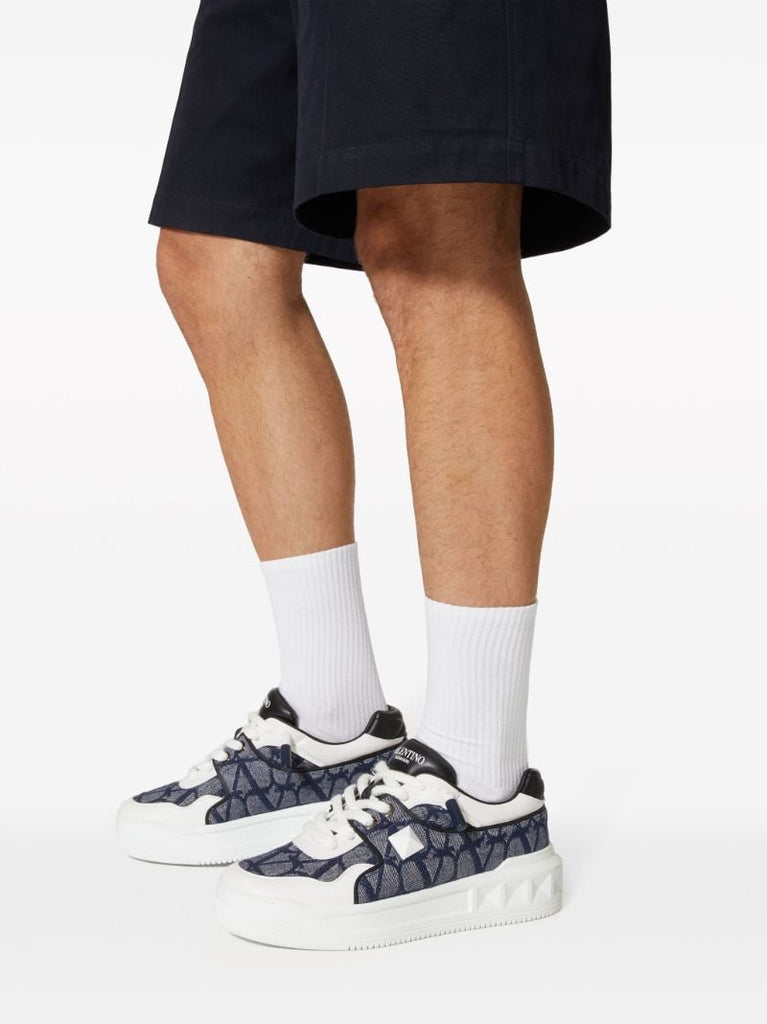 Blue One Stud Iconographe Leather Sneakers