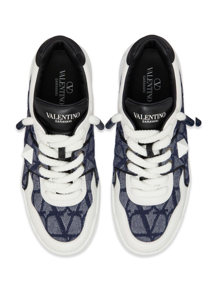 Blue One Stud Iconographe Leather Sneakers