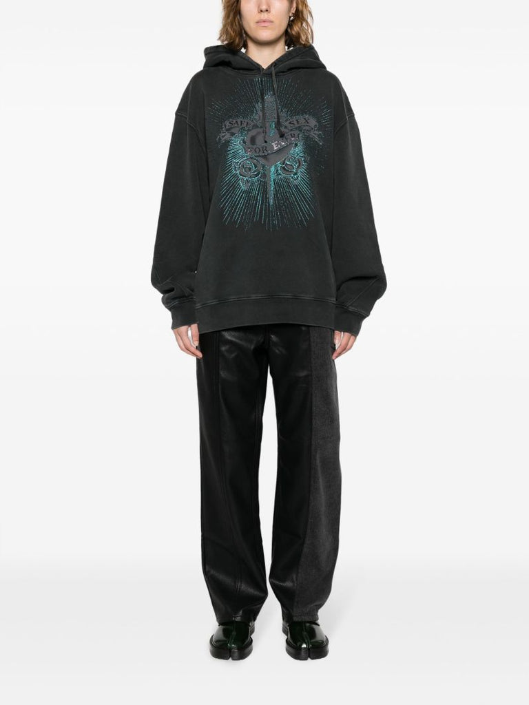 Black Graphic-print Cotton Hoodie