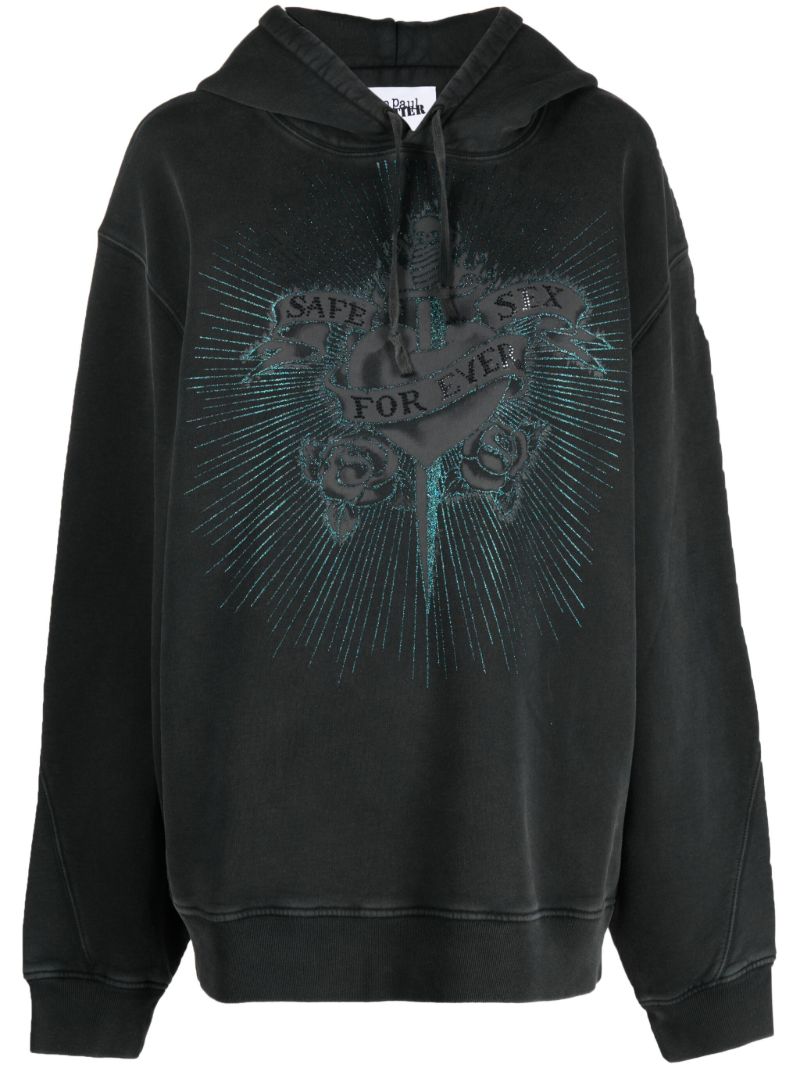 Black Graphic-print Cotton Hoodie