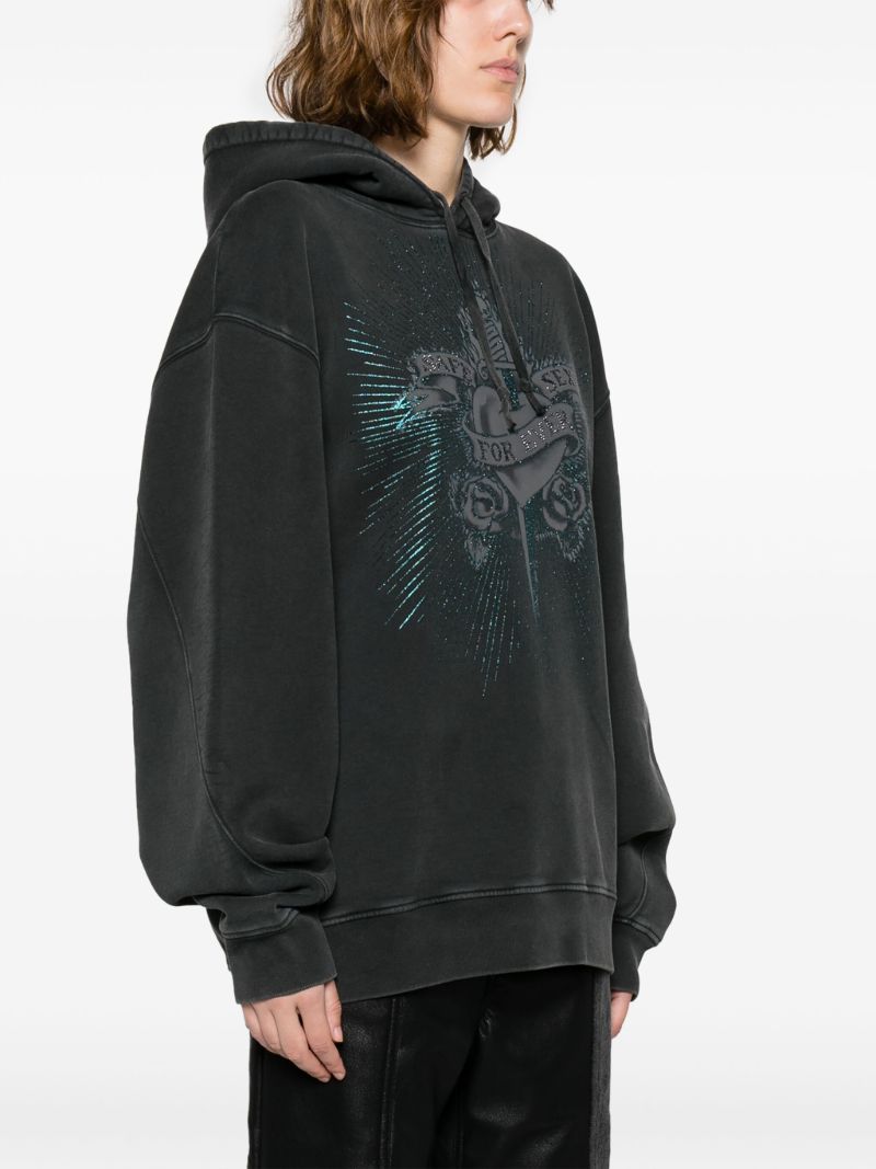 Black Graphic-print Cotton Hoodie