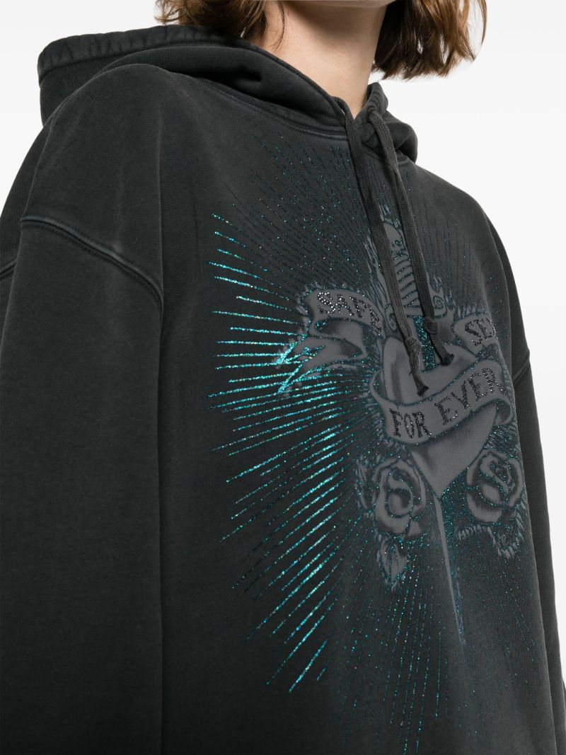 Black Graphic-print Cotton Hoodie