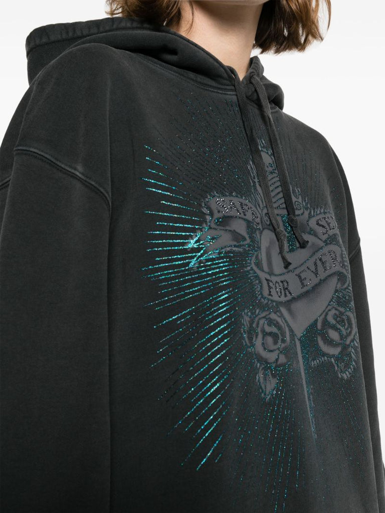 Black Graphic-print Cotton Hoodie