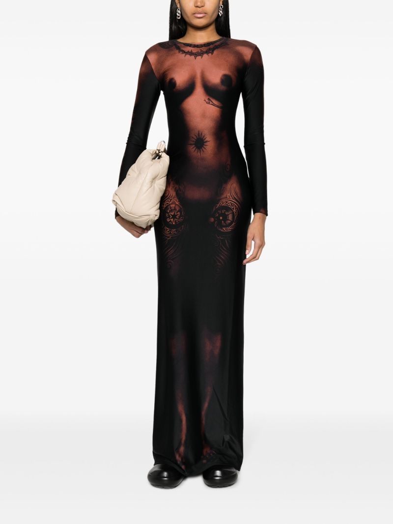 Black Trompe L'oeil Body-print Dress