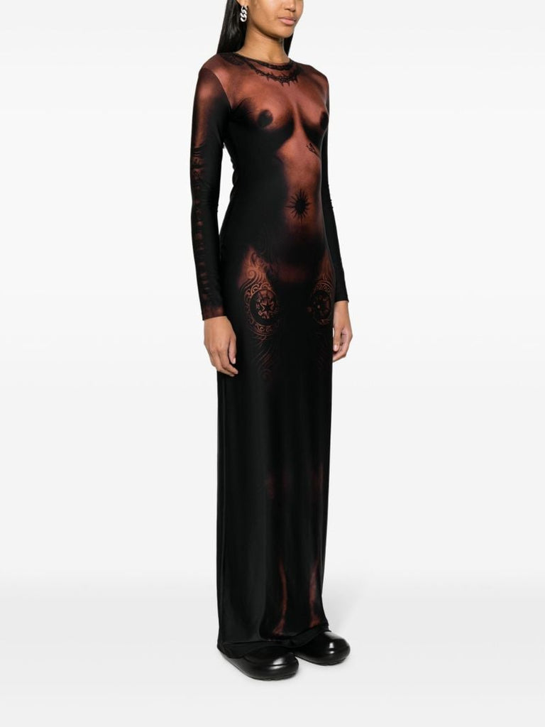 Black Trompe L'oeil Body-print Dress