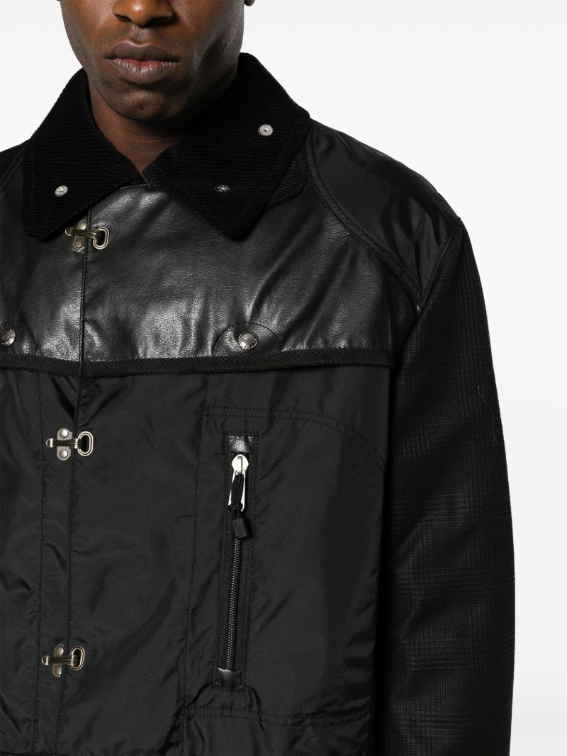 Black Panelled Single-breasted Parka