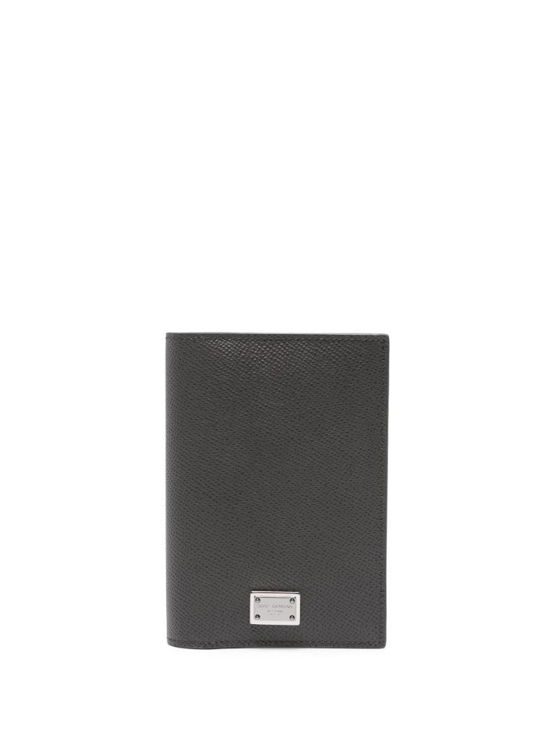 Grey Logo-plaque Leather Wallet