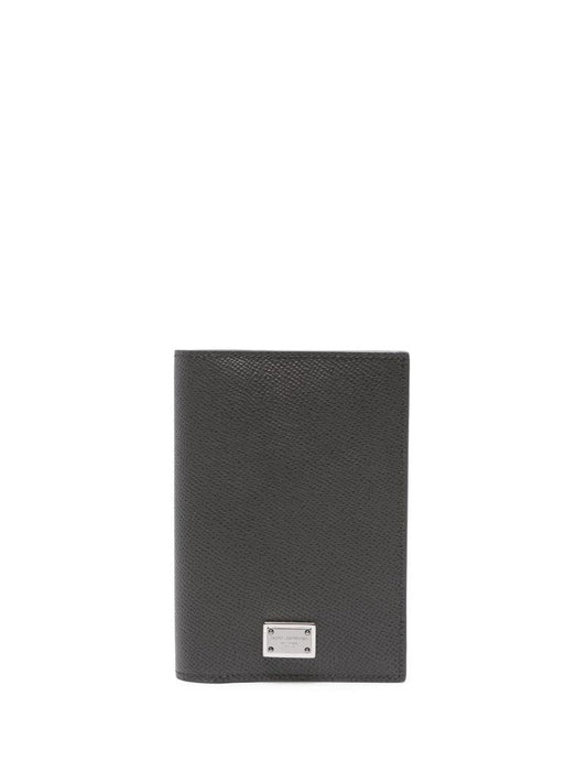 Grey Logo-plaque Leather Wallet