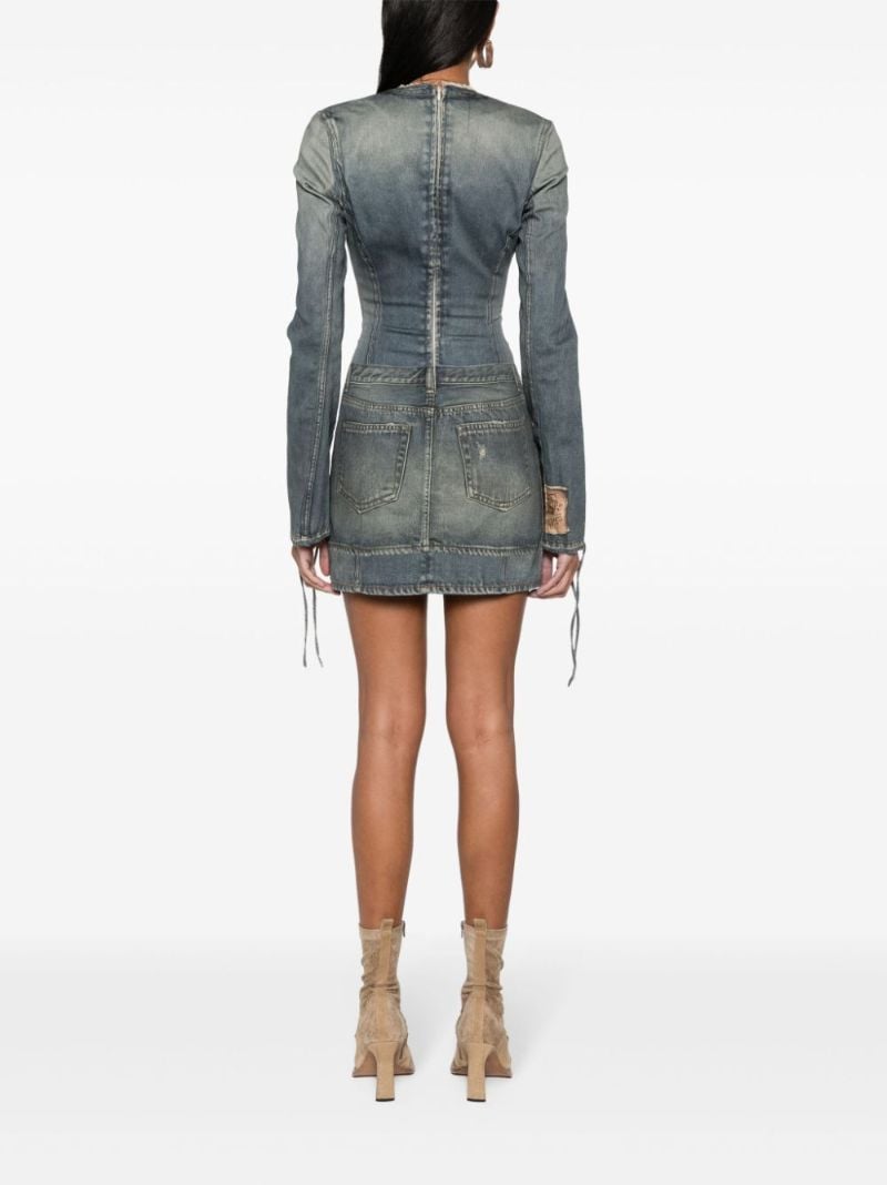 Blue Trompe L'oeil-print Cotton Mini Dress