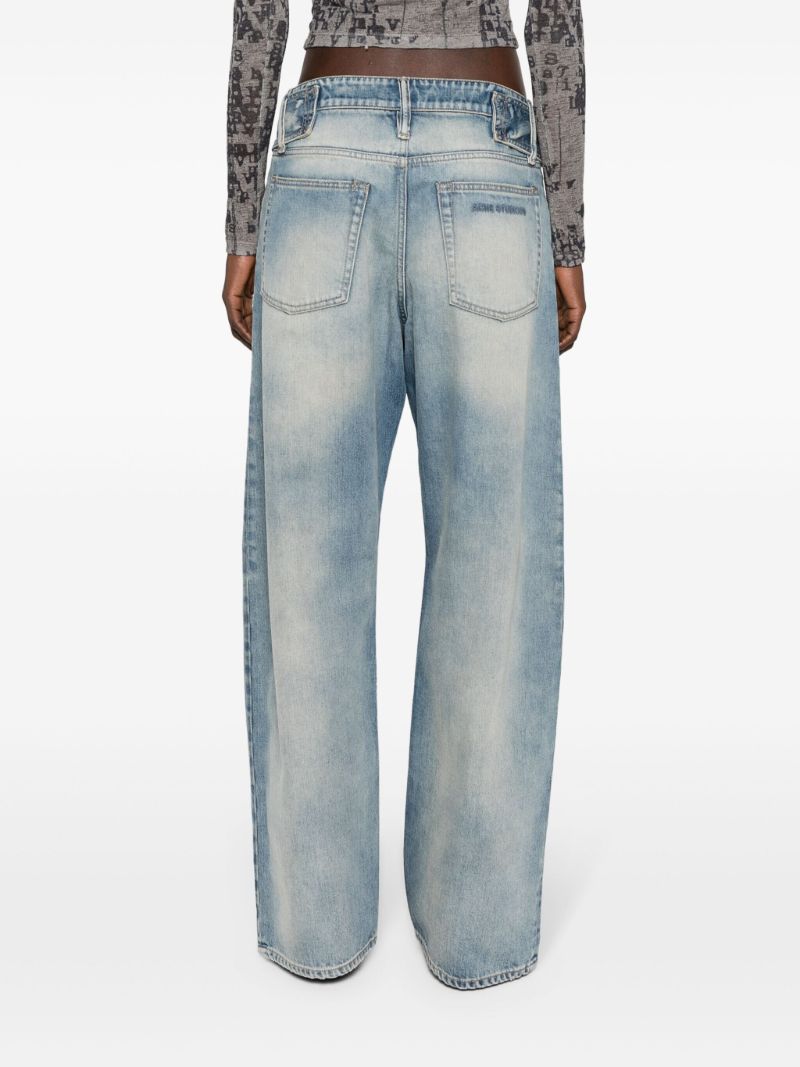 Blue Low-rise Wide-leg Jeans