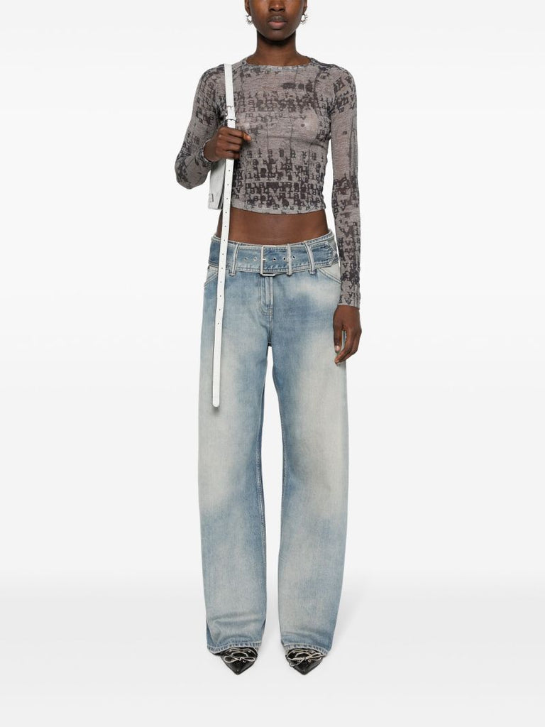Blue Low-rise Wide-leg Jeans